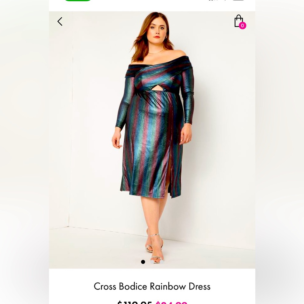 ELOQUII Cross Bodice Rainbow Dress NWT